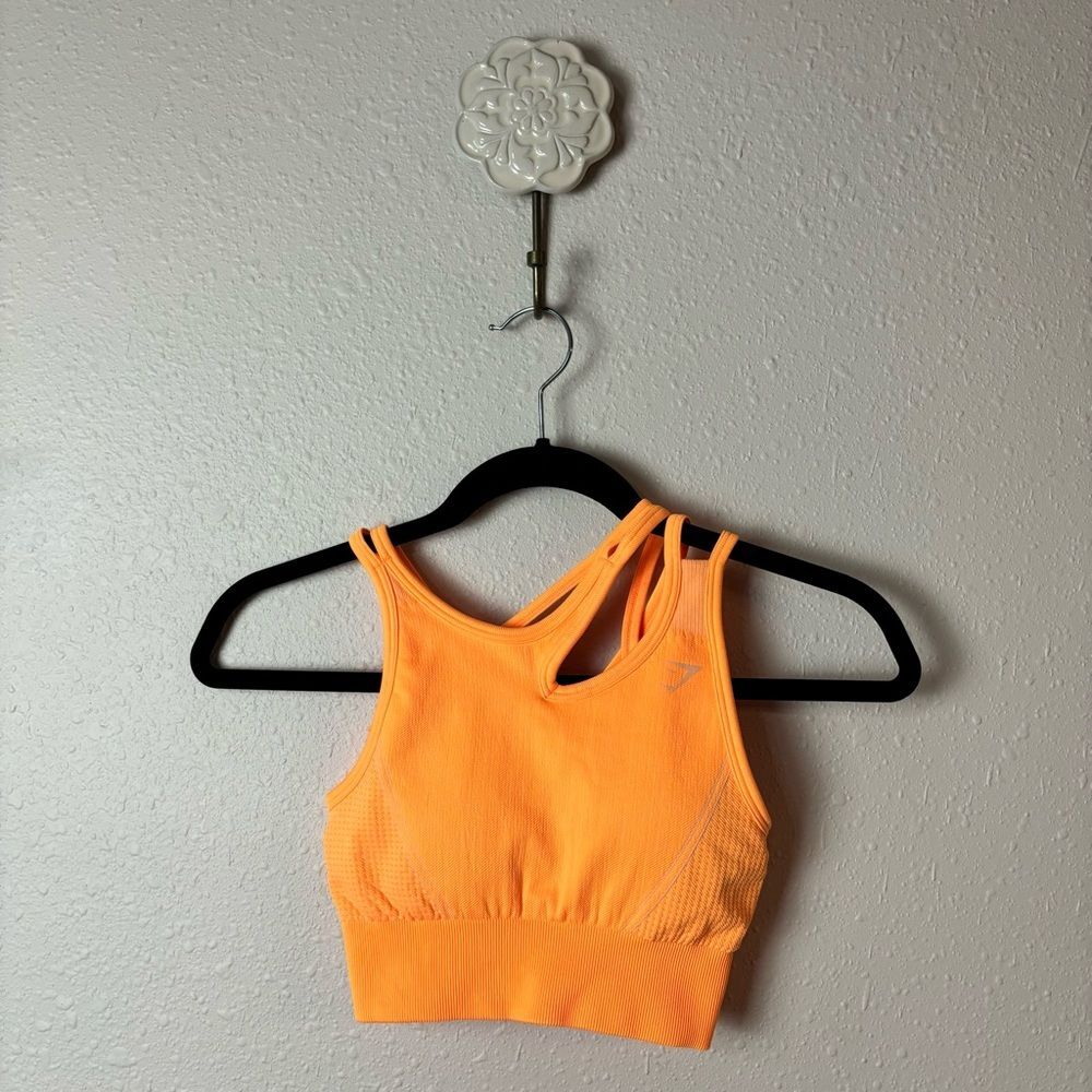 Gymshark Neon Orange Strappy Sports Bra Size Small